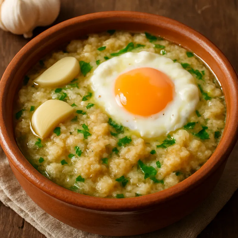 Açorda de Alho (Portugiesische Knoblauch-Brotsuppe)