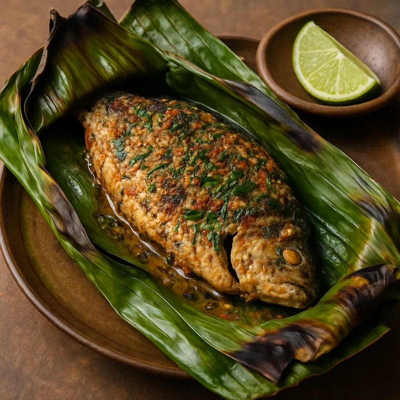 Aep Pla (Nordthailändischer Grillfisch im Bananenblatt)