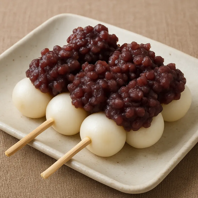 Anko Dango (Dango mit roter Bohnenpaste)