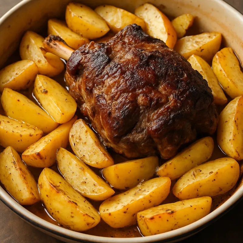 Arni Me Patates Sto Fourno (Lamm mit Kartoffeln aus dem Ofen)