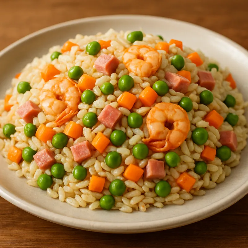 Arroz Tres Delicias (Reis der drei Köstlichkeiten)