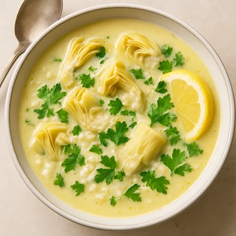 Artischocken-Avgolemono-Suppe