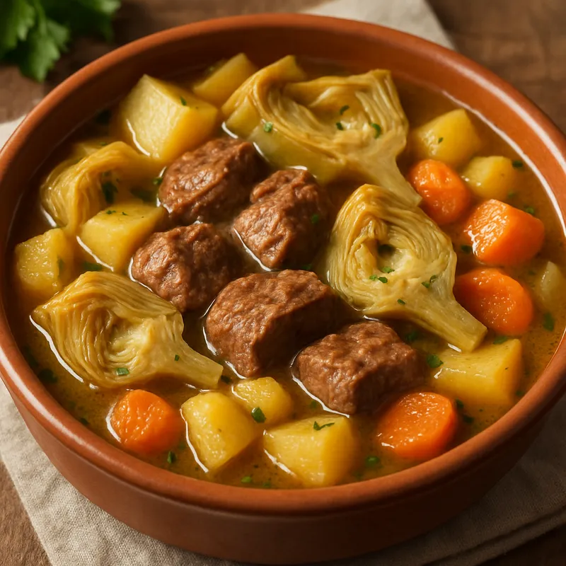 Artischocken-Eintopf mit Fleisch