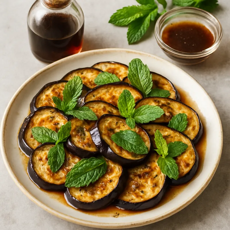 Aubergine mit Minze und Essig