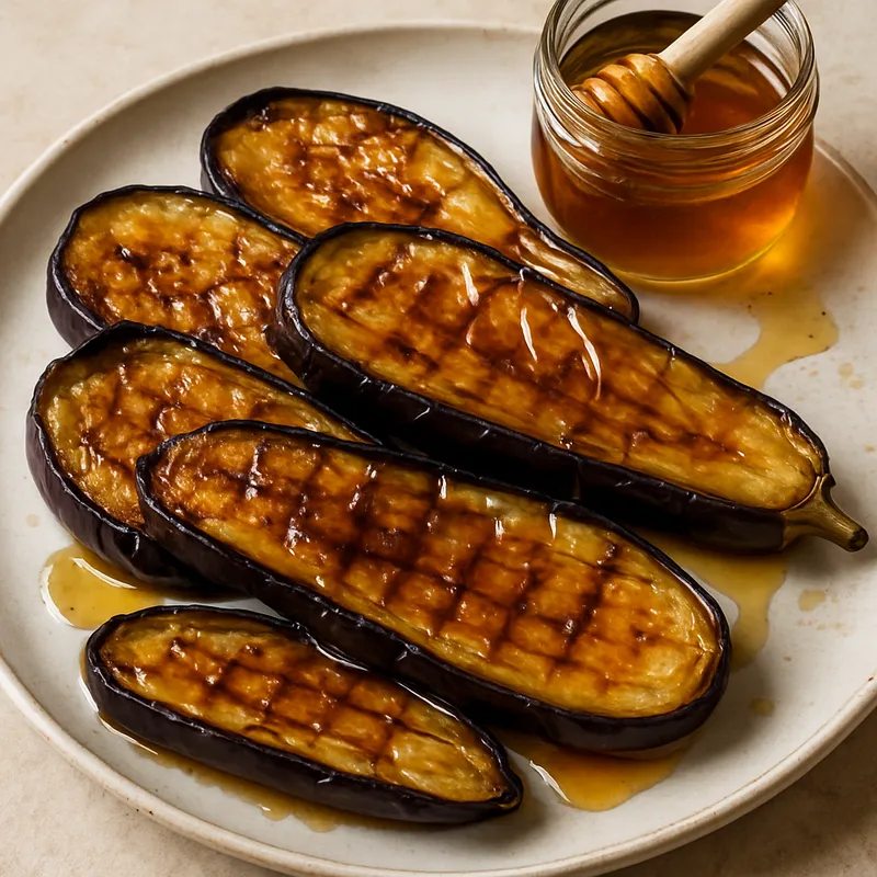 Aubergine mit Rohrzuckerhonig