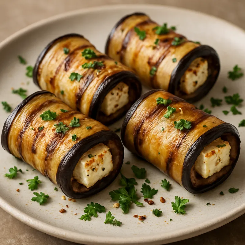 Auberginenrollen mit gebackenem Feta