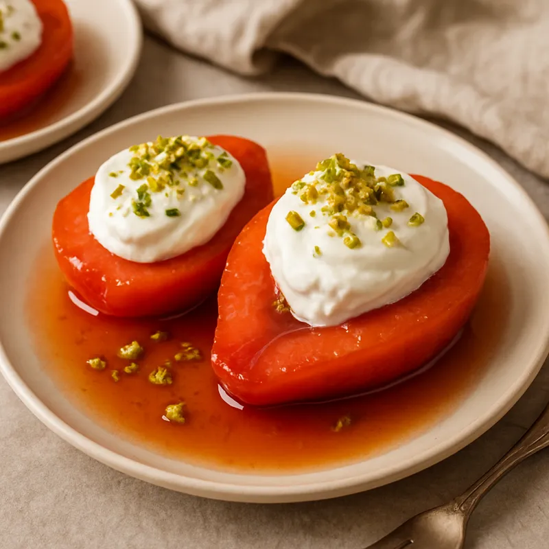 Ayva Tatlısı (Quittendessert mit Sirup und Sahne)