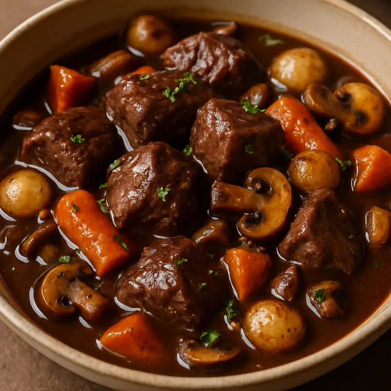 Bœuf Bourguignon (Französischer Rotwein-Rinderschmorbraten)