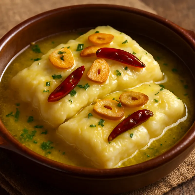 Bacalao Al Pil Pil (Baskischer Salzkabeljau in Knoblauch-Olivenöl-Sauce)