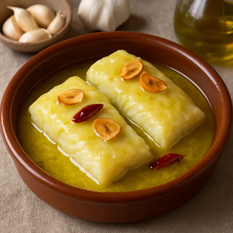 Bacalao Al Pil Pil (Salzkabeljau in Knoblauchöl)