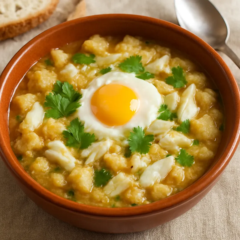 Bacalhau-Açorda (Portugiesische Brotsuppe mit Kabeljau)