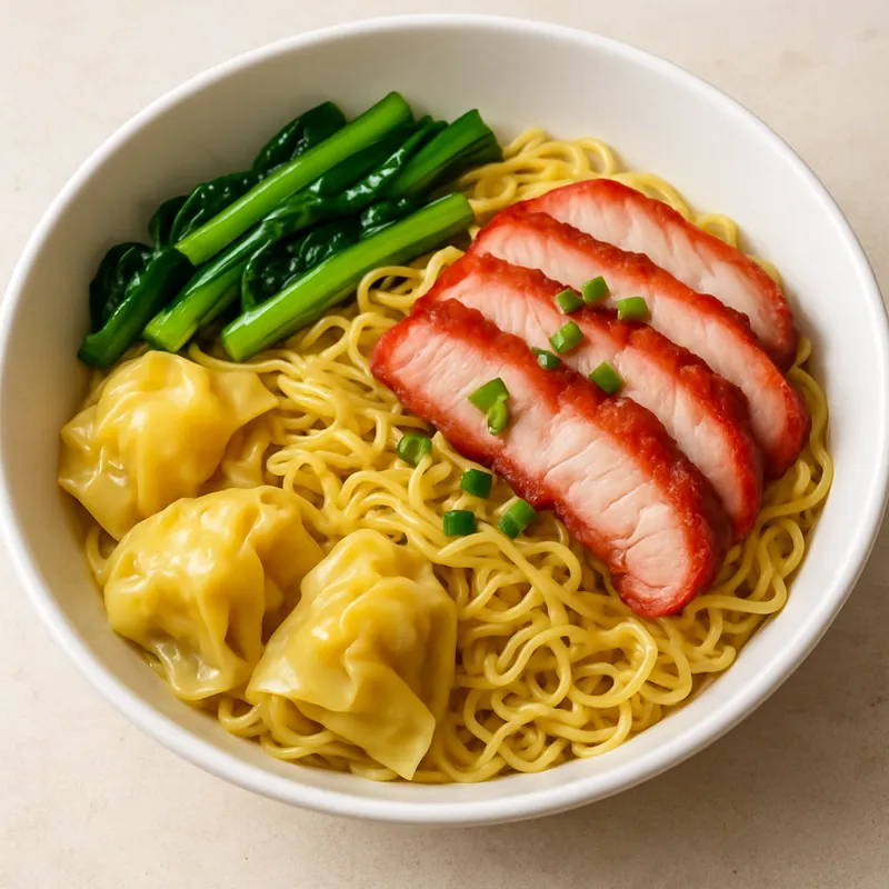 Bamee Kiew Moo Daeng (Wonton-Nudeln mit BBQ-Schweinefleisch)