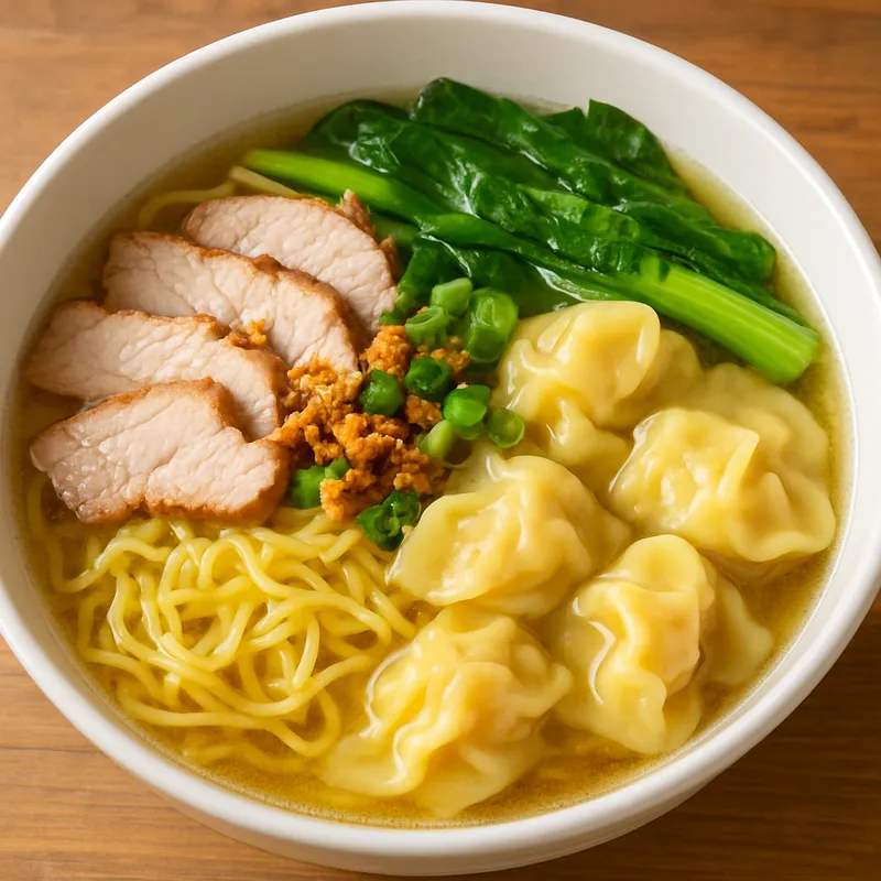 Bamee Kiew Moo (Eiernudelsuppe mit Schweinefleisch-Wontons)