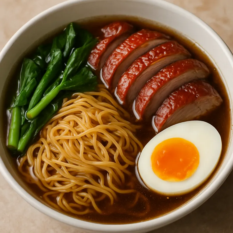 Bamee Ped (Entenei-Nudelsuppe)