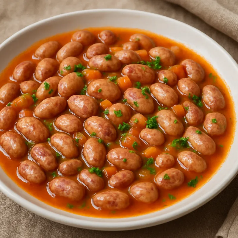 Barbunya Pilaki (Cranberry-Bohnen in Tomaten-Olivenöl)