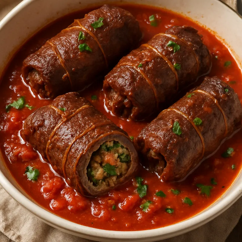 Beef Braciole (Italienische gefüllte Rinderrouladen)
