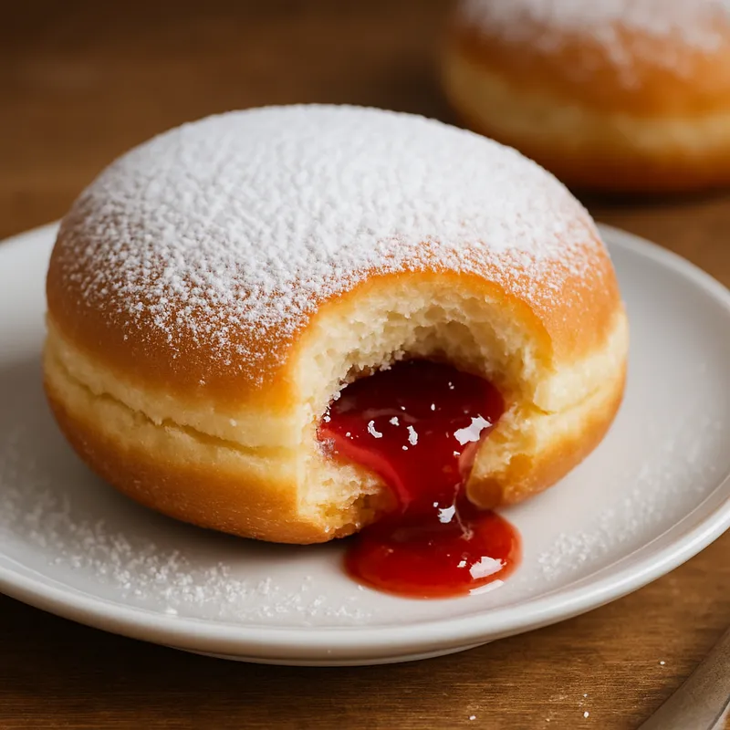 Berliner mit Erdbeermarmelade