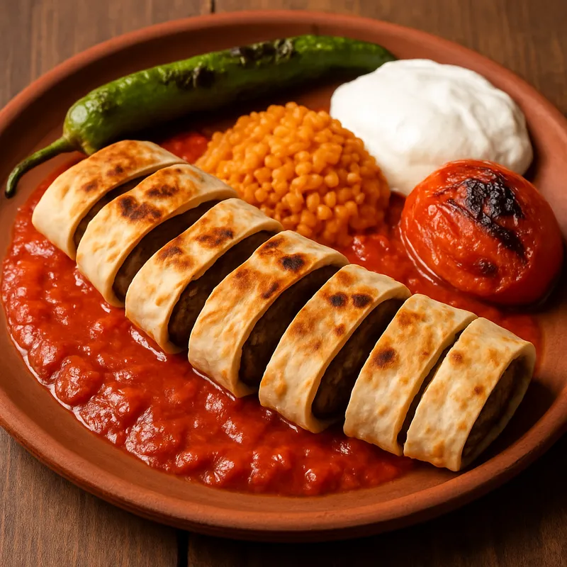 Beyti Kebab in Lavash gewickelt