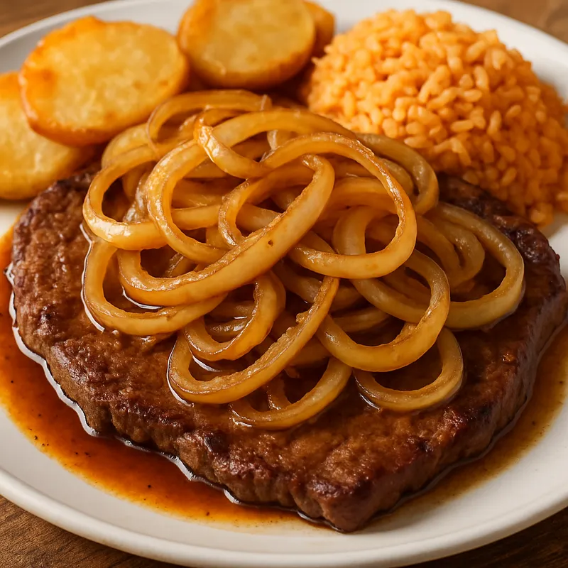 Bistec Encebollado (Steak mit Zwiebeln)