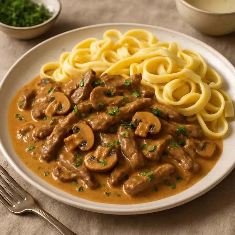 Boeuf Stroganoff auf französische Art