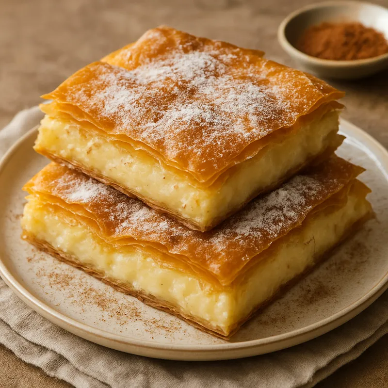 Bougatsa mit Vanillecreme (Cremekuchen)