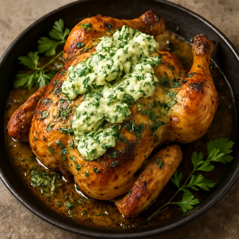 Brathähnchen mit Kräuterbutter