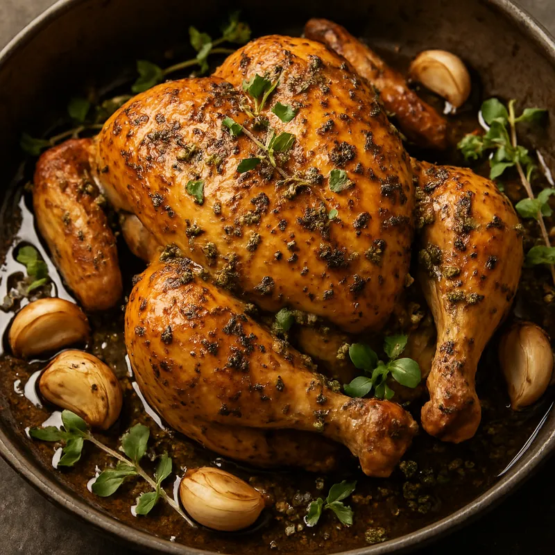Brathähnchen mit Oregano und Knoblauch