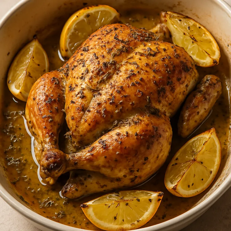 Brathähnchen mit Zitrone und Oregano
