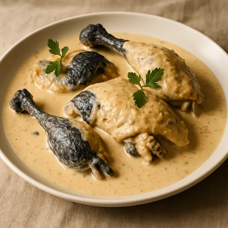 Bresse-Huhn in Sahnesauce