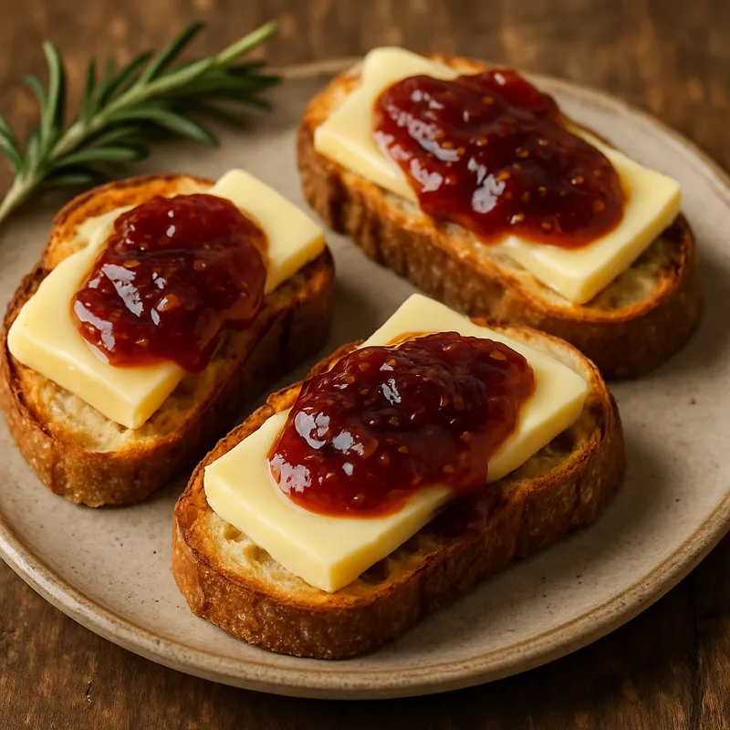 Bruschetta mit Käse und Feigenmarmelade