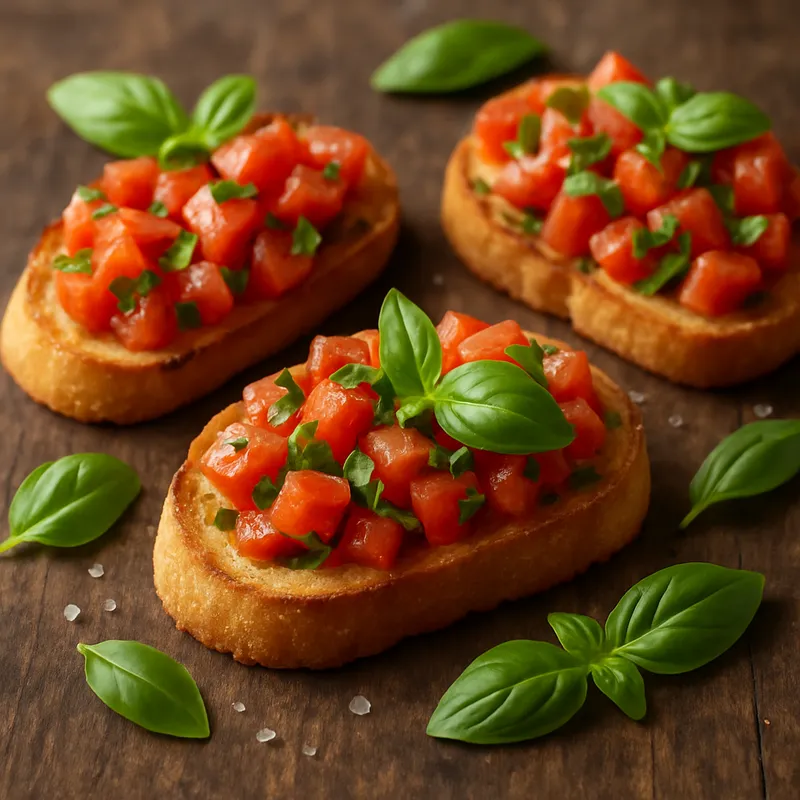 Bruschetta mit Tomaten und Basilikum