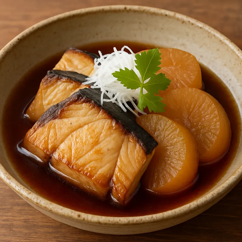 Buri Daikon (Gelbschwanzmakrele mit Daikon)