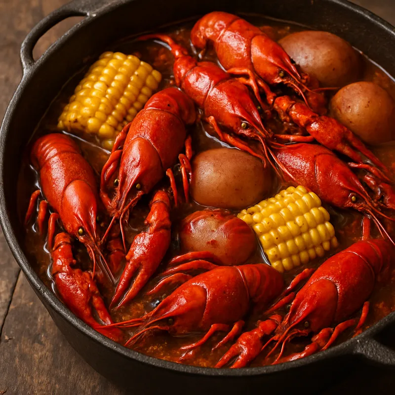 Cajun Flusskrebse aus dem Kochtopf