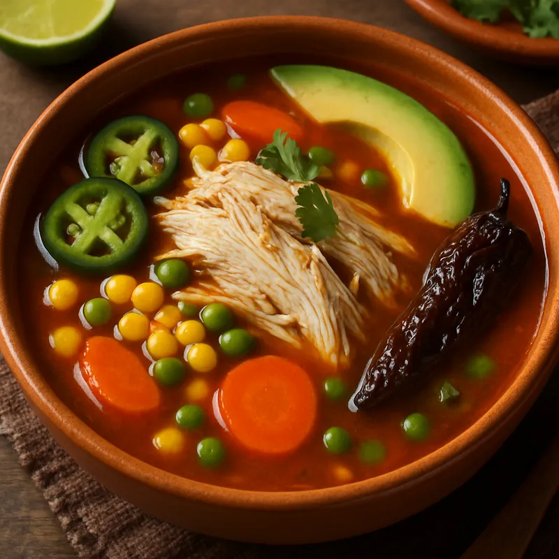 Caldo Tlalpeño (Chipotle-Hühnersuppe)