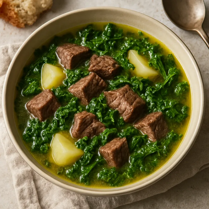 Caldo Verde Variation mit Rindfleisch und Kohl