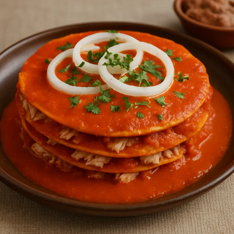 Campeche Pan de Cazón (Geschichteter Tortilla- und Haifisch-Auflauf)