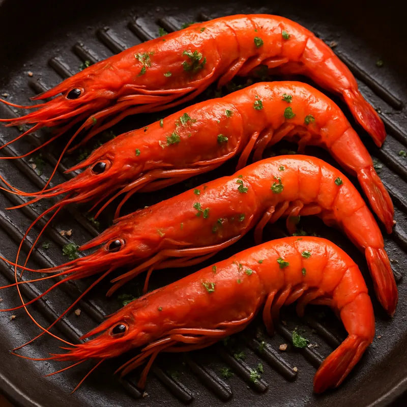 Carabineros a la Plancha (Scharlachrote Garnelen)