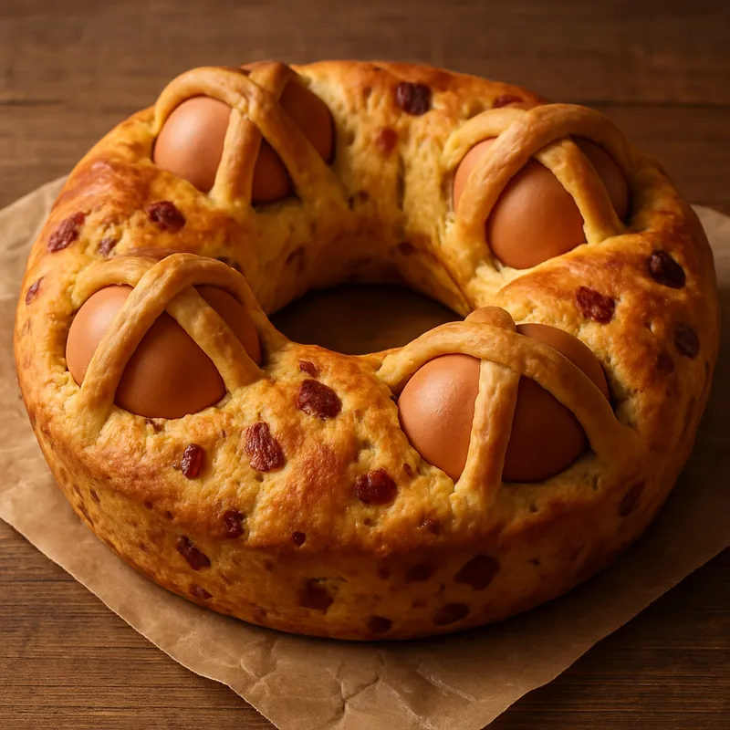 Casatiello Napoletano (Neapolitanisches herzhaftes Osterbrot)