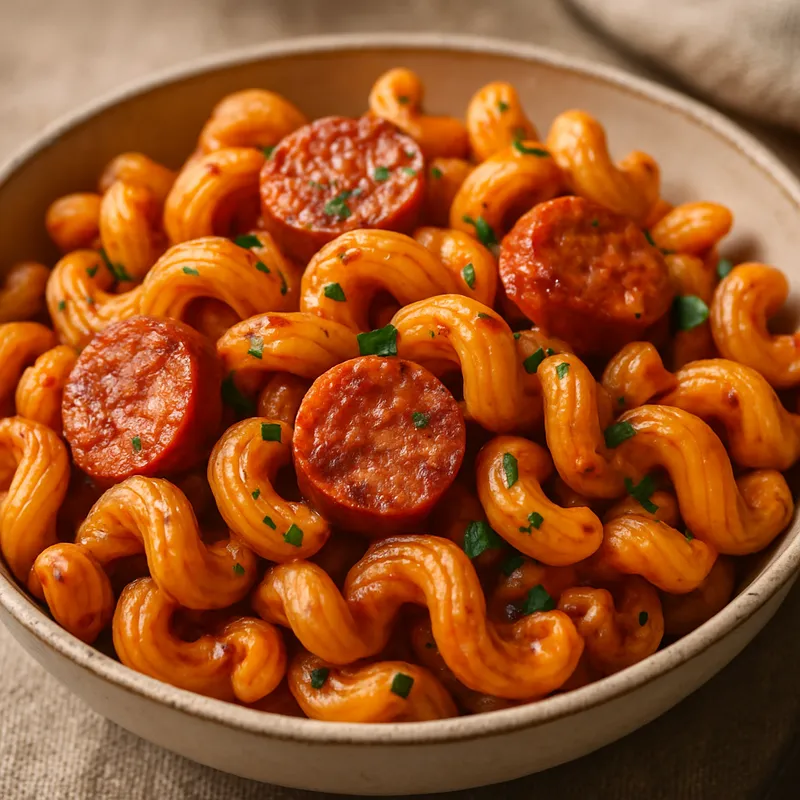 Cavatappi mit scharfer Wurst