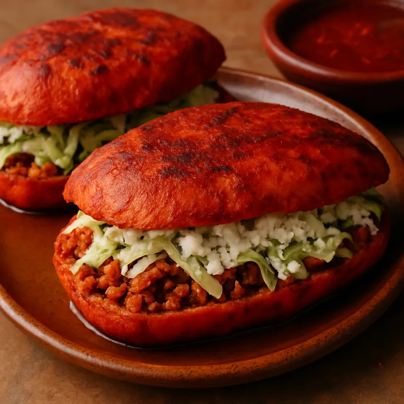 CDMX Pambazos (Mexikanisches Sandwich in roter Chilisauce)