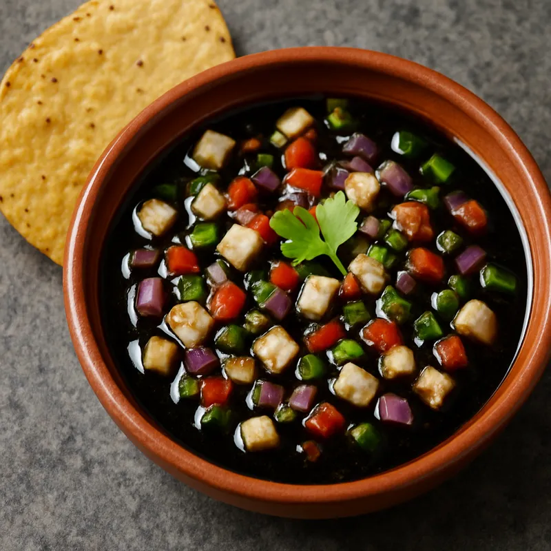 Ceviche Negro Oaxaqueño (Oaxacanisches Schwarzes Ceviche)