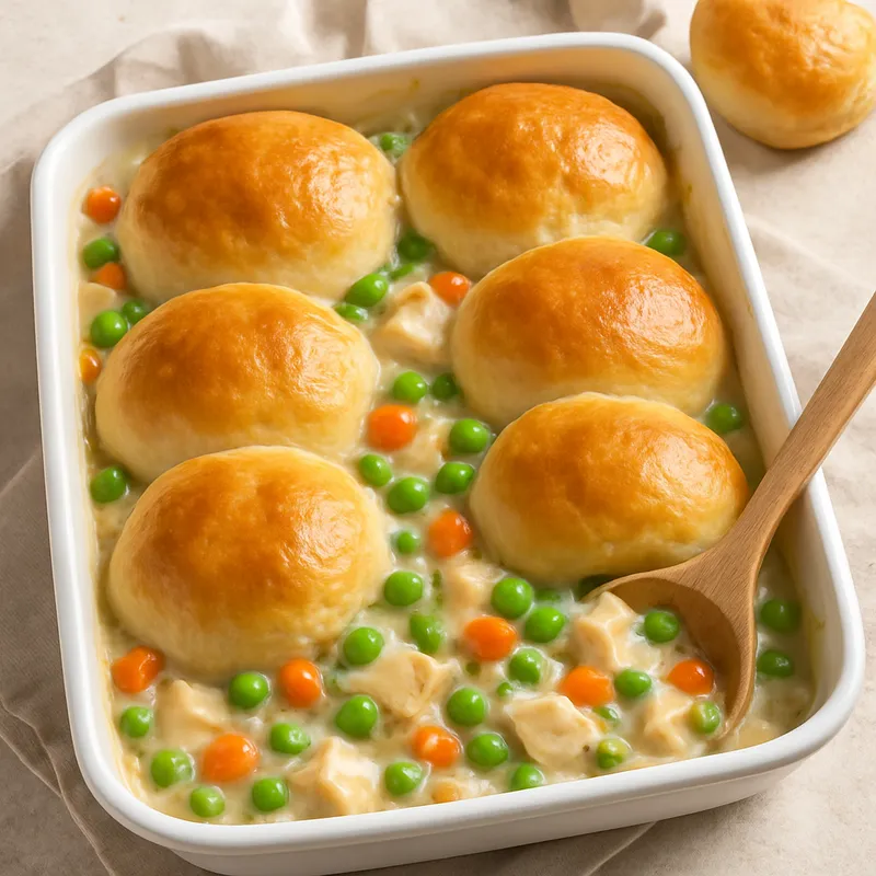 Chicken Pot Pie mit Brötchenteig