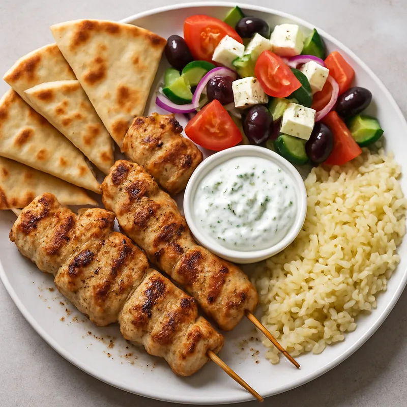 Chicken-Souvlaki-Platte