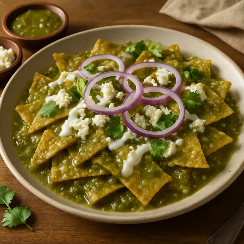 Chilaquiles Verdes (Chilaquiles mit grüner Salsa)