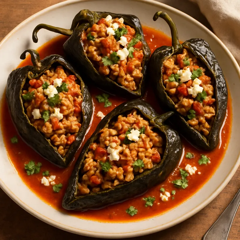 Chiles Anchos Rellenos (Gefüllte Ancho-Chilis)