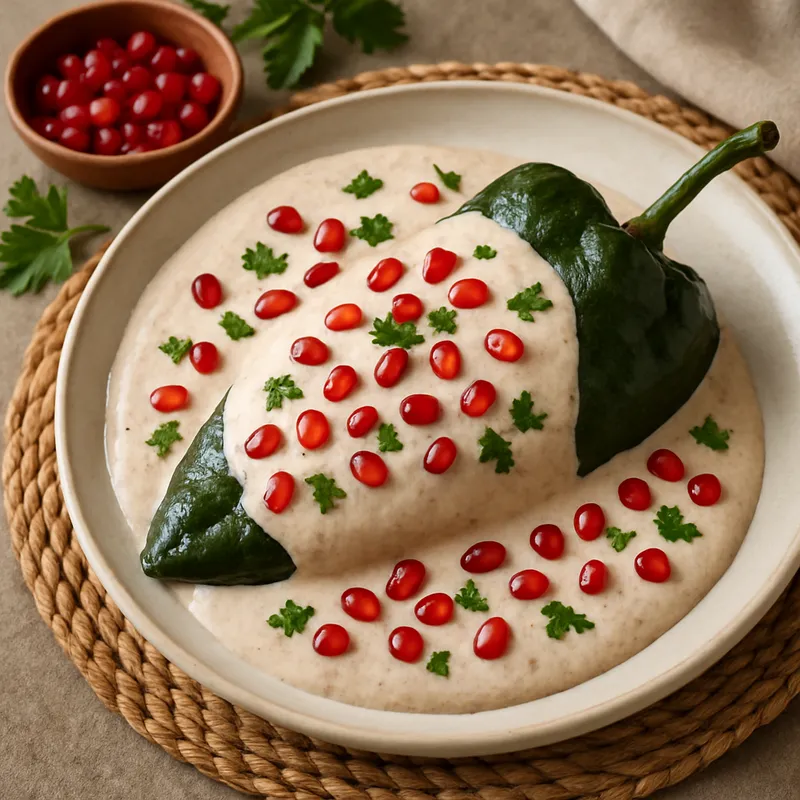 Chiles En Nogada (Poblano-Paprika in Walnusssauce)