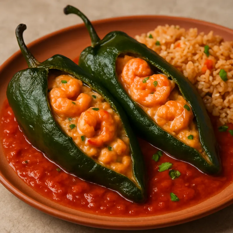 Chiles Rellenos de Camaron (Gefüllte Chilischoten mit Garnelen)