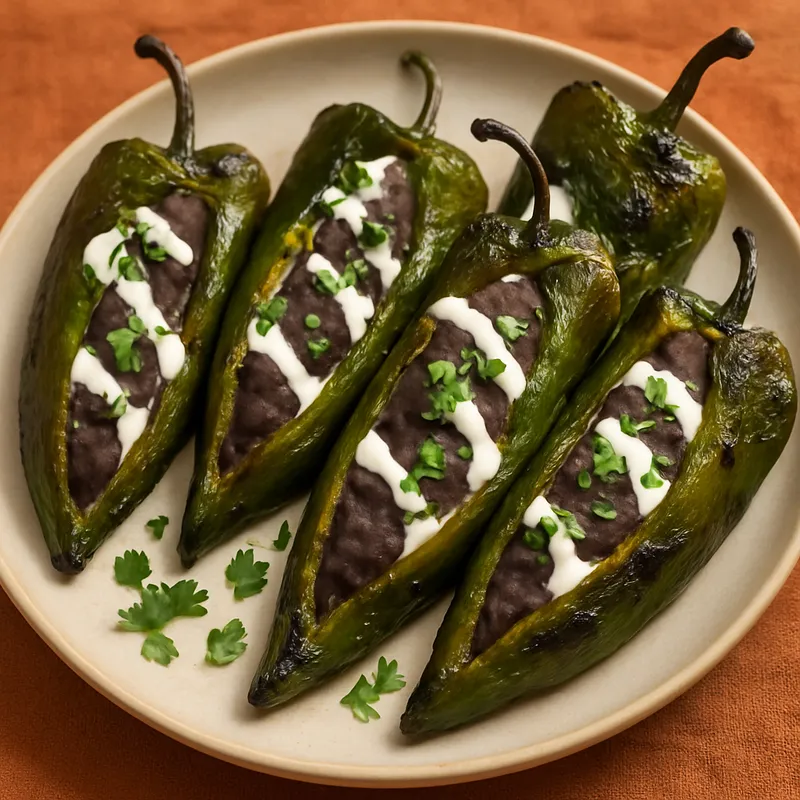 Chiles Rellenos de Frijol (Mit Bohnen gefüllte Chiles)