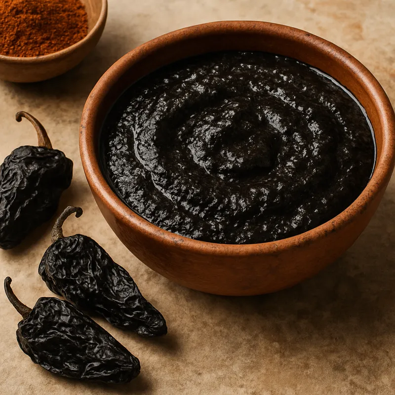 Chilmole (Schwarze Chilisauce aus Yucatan)