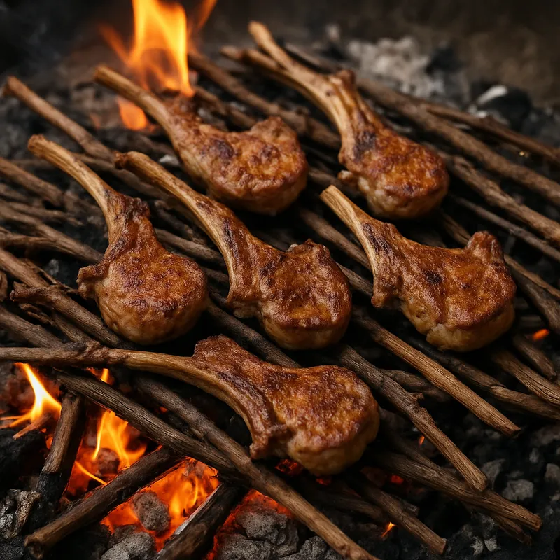 Chuletillas Al Sarmiento (Lammkoteletts vom Weinstock)